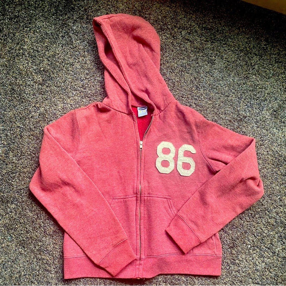 Old Navy Red “86” Varsity Style Zip Up Hoodie